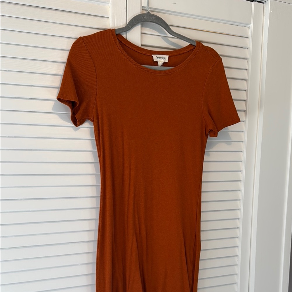 Open Edit Orange Short Sleeve Dress